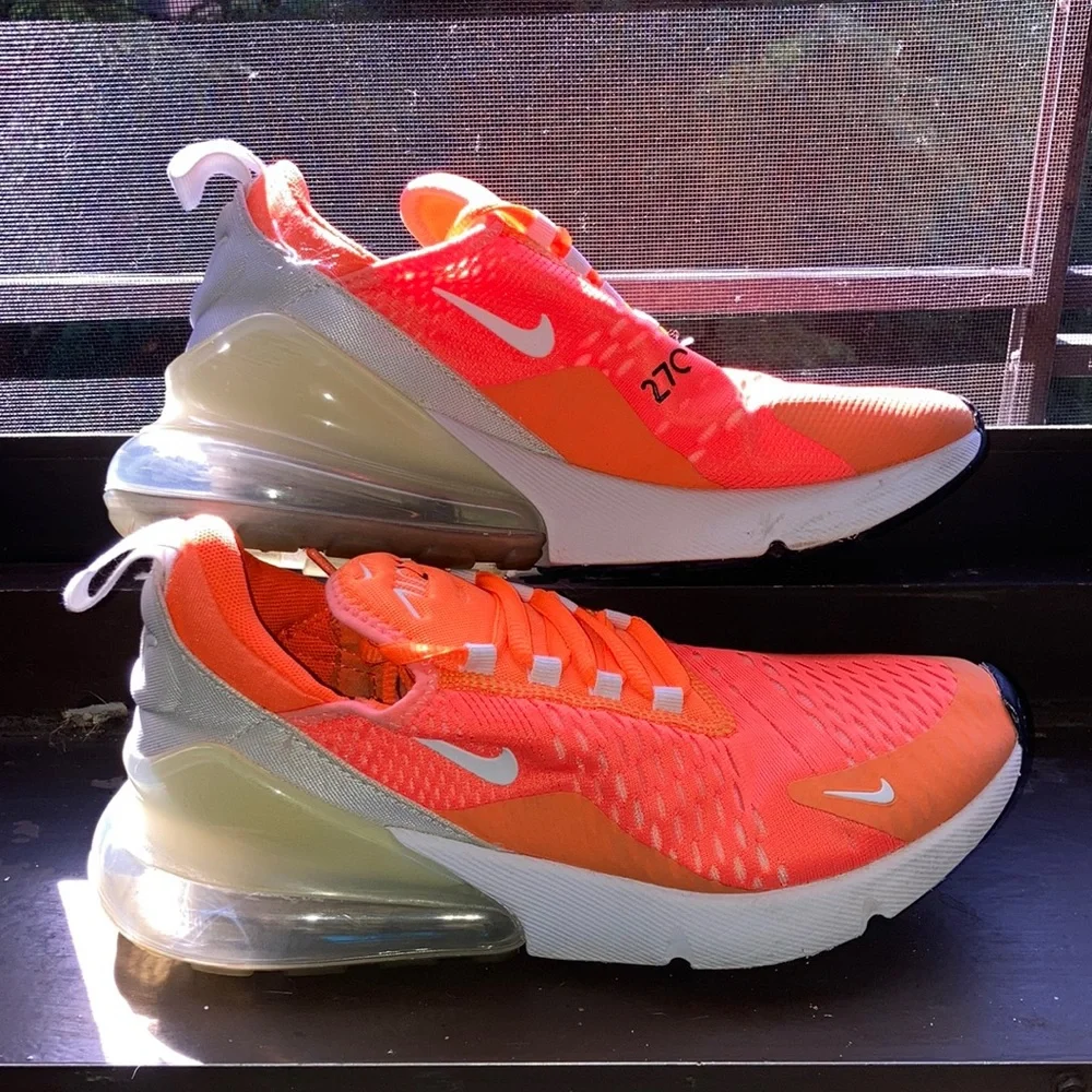 Nike Air Max 270 Women Size 7.5 Youth Size 6 Orange AH6789-800 Running Sh…